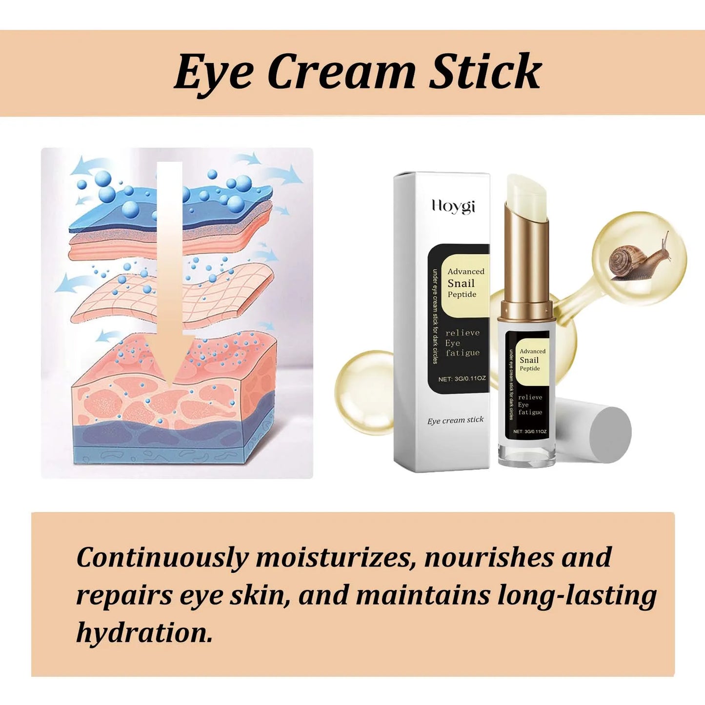 Snail Collagen Eye Cream Stick – Fade Wrinkles, Dark Circles & Puffiness