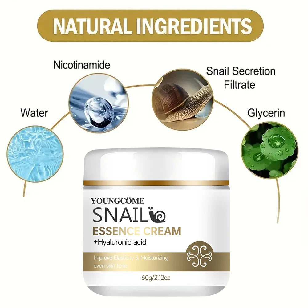 Snail Essence Cream – Hyaluronic Acid & Retinol Moisturizer for Firming, Whitening & Skin Repair