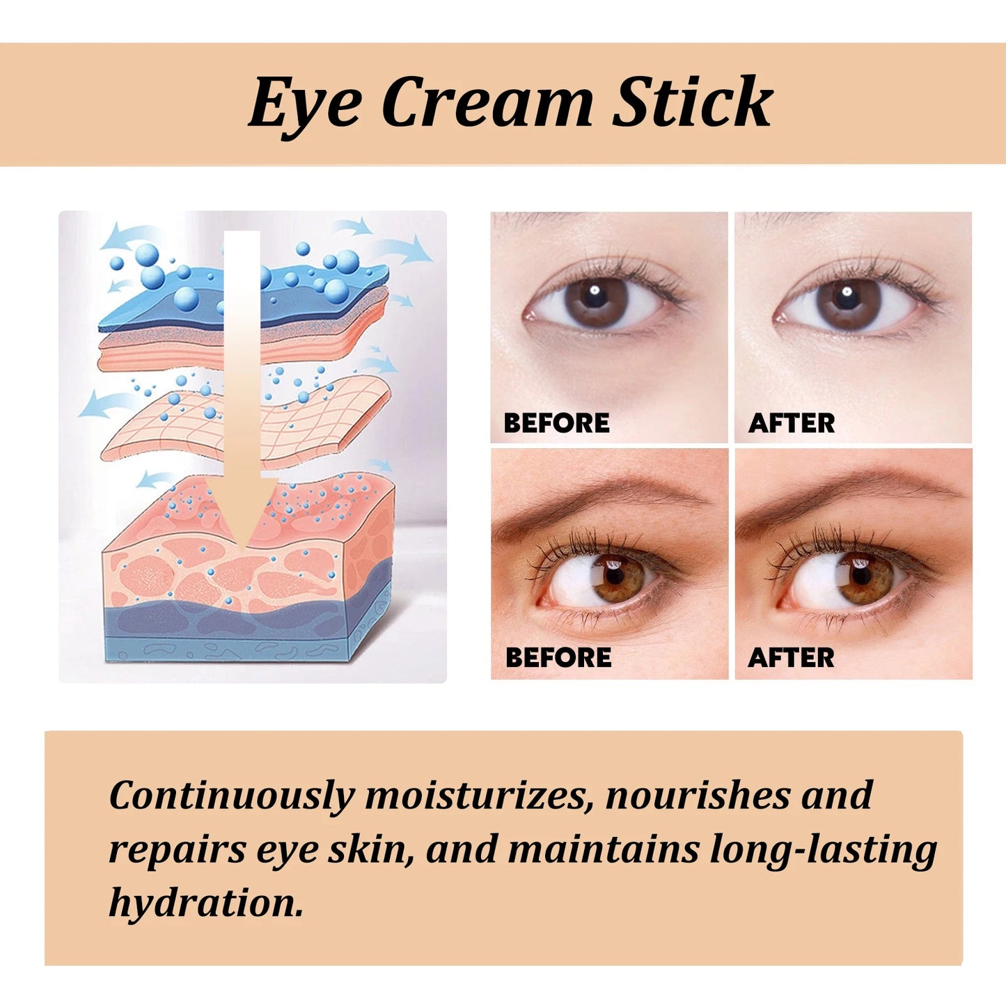 Snail Collagen Eye Cream Stick – Fade Wrinkles, Dark Circles & Puffiness