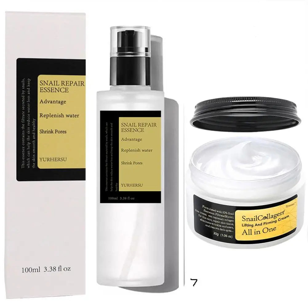 Snail Radiance Duo – Korean Collagen Essence &amp; Firming Cream Set for Hydration, Repair &amp; Anti-Aging